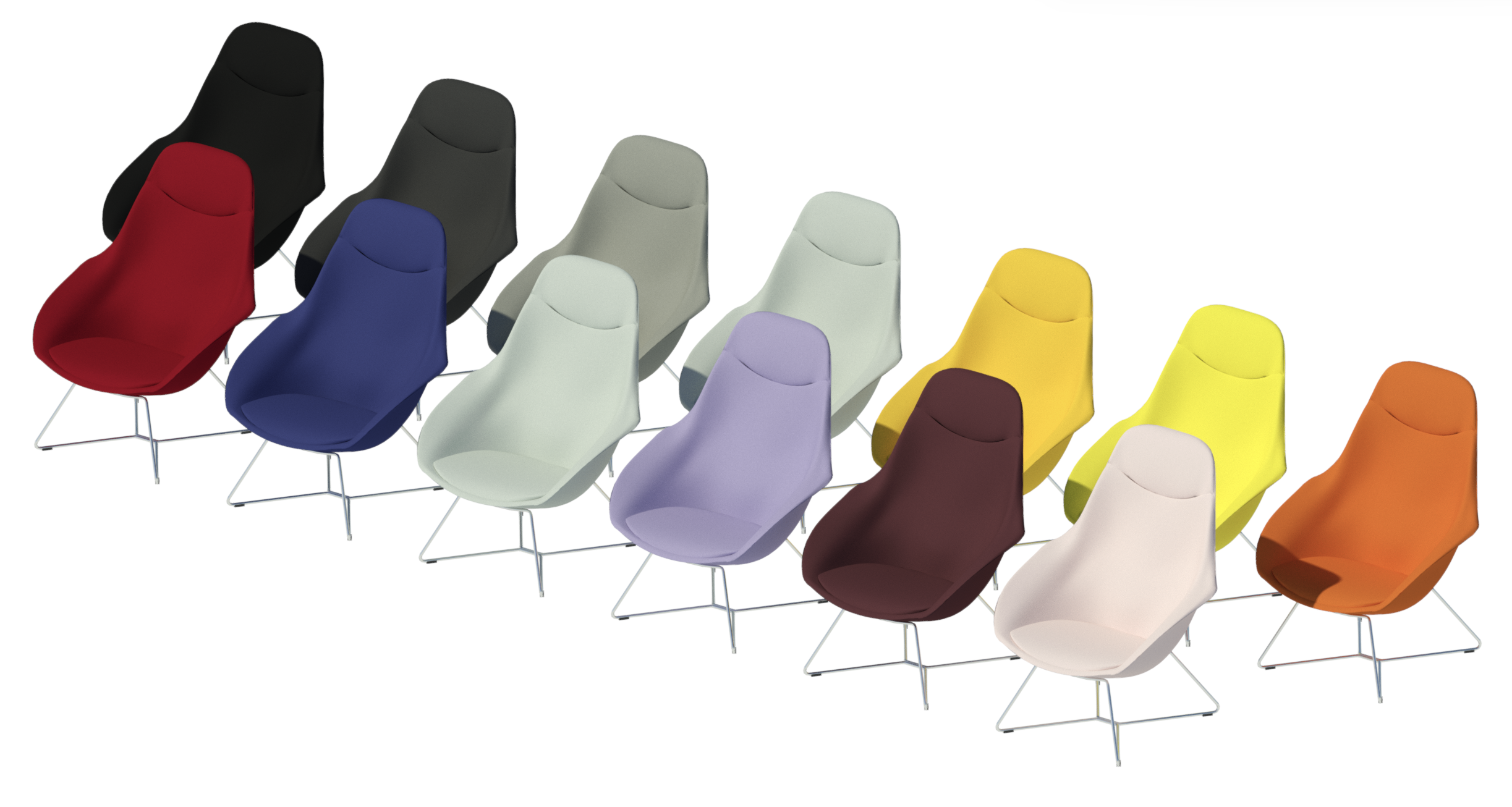 13 Yonda Lounge chairs with sled base shown in Nova material group.